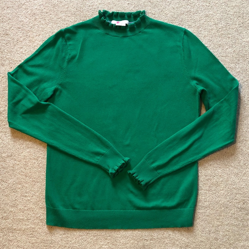 Boden Green Ruffled Sweater, Size 4
